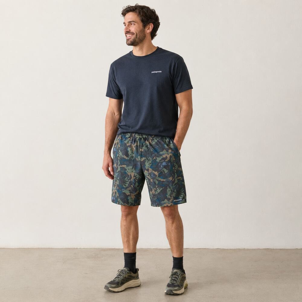 Patagonia Lands and Water Sedge Green Multi Trails Performance Shorts Large